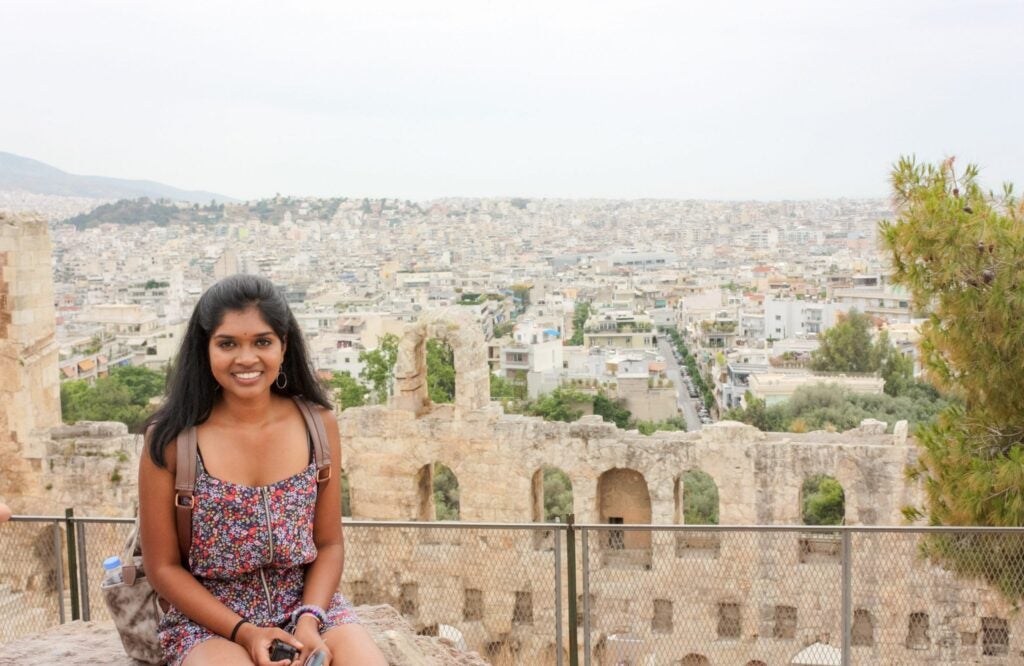Rising junior EC Scholar Ananya Koripella during her medical fellowship in Greece this summer.