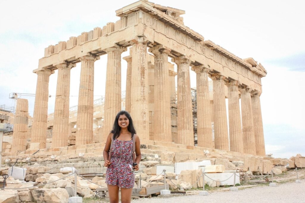 Rising junior EC Scholar Ananya Koripella in Greece this summer. 