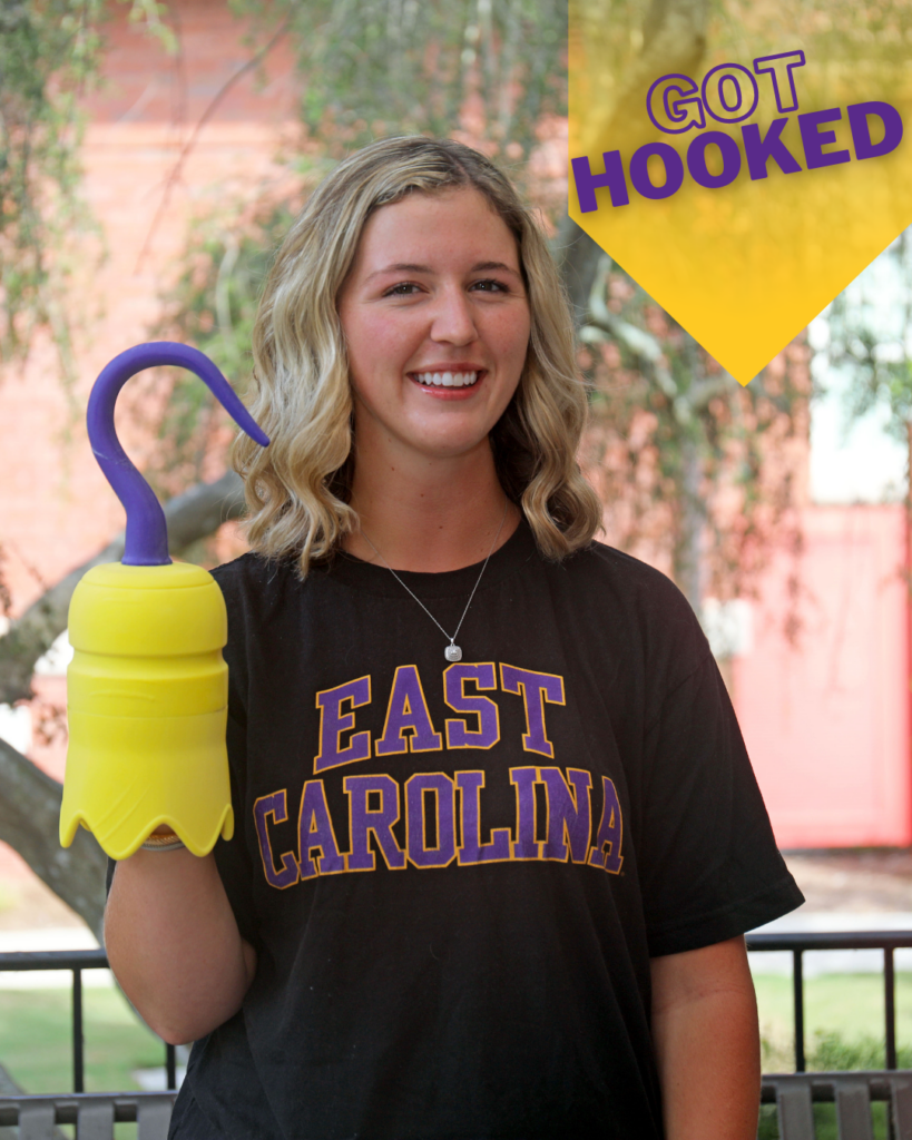 hannah holding the honors 3d printed hook