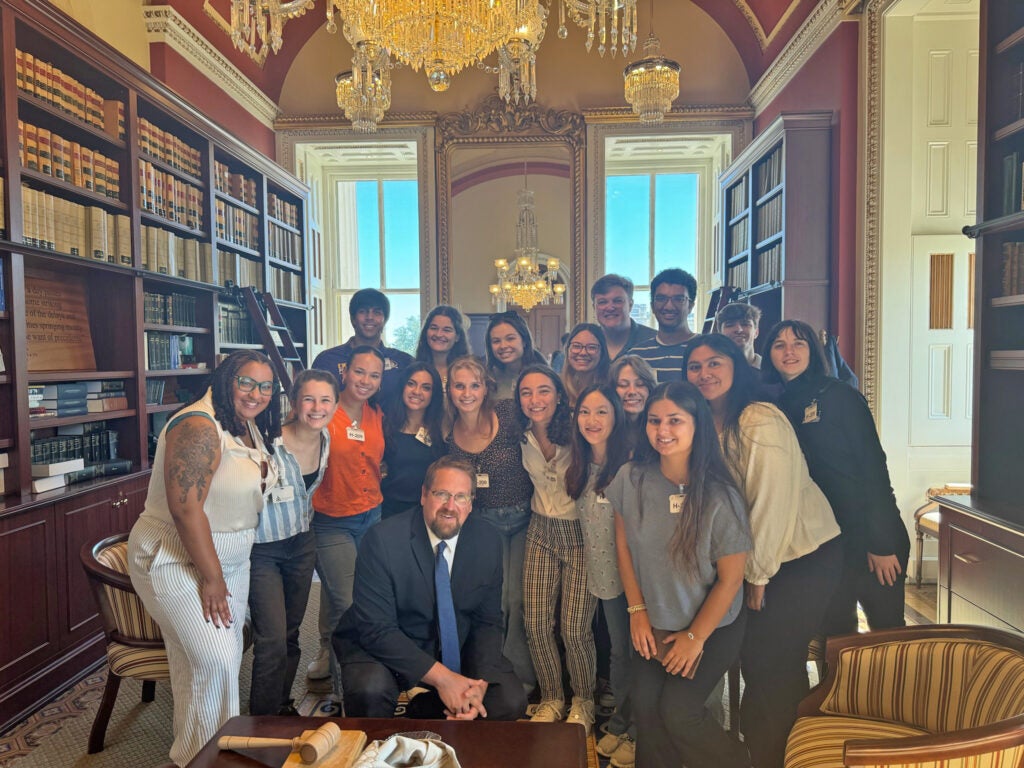 Students gather with Jason Smith in his Washington, DC office