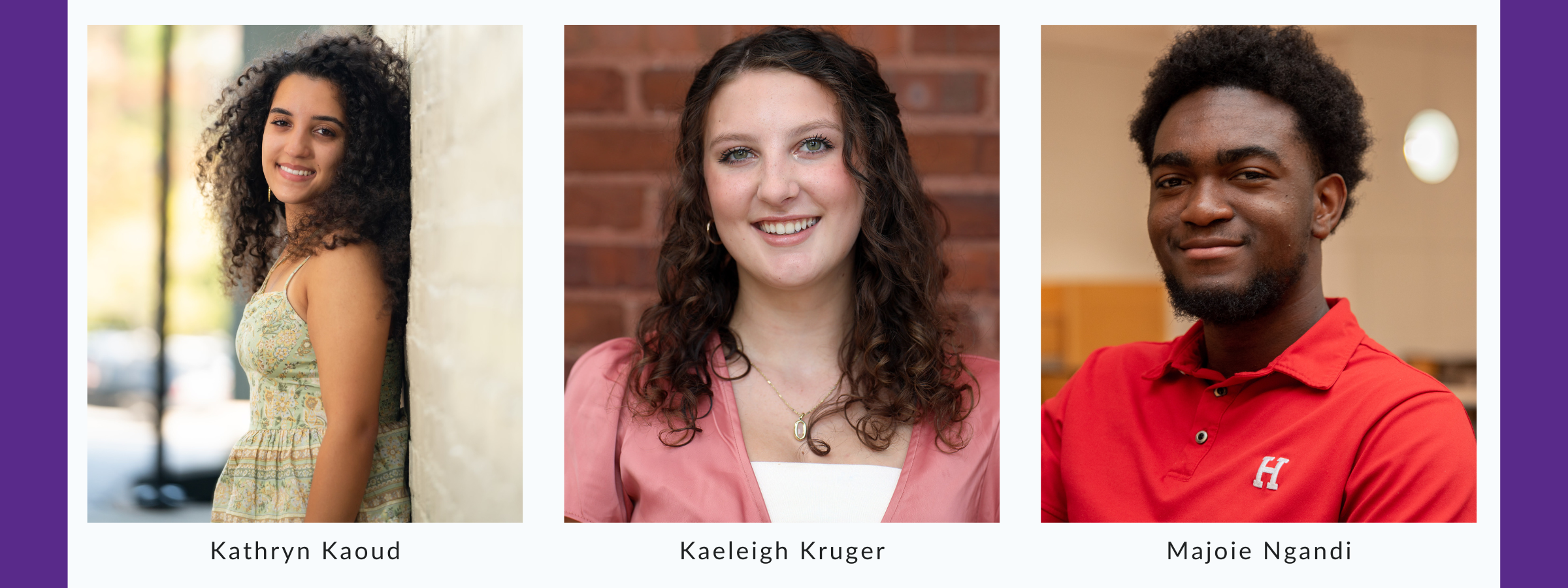 headshots of Kathryn Kaoud, Kaeleigh Kruger and Majoie Ngandi, the 3 Arts Makers